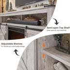 Fireplace TV Stand with Sliding Barn Doors – Dark Rustic Oak / Antique White / Light Rustic Oak / Antique Brushed White / Reclaimed Barnwood, Fits TVs up to 70"