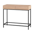 Oak / Walnut Mid-Century Console Table with 2 Drawers