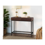 Oak / Walnut Mid-Century Console Table with 2 Drawers