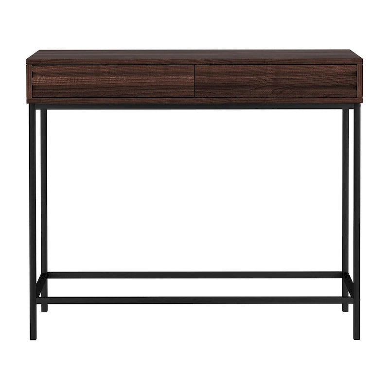 Oak / Walnut Mid-Century Console Table with 2 Drawers