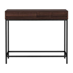 Oak / Walnut Mid-Century Console Table with 2 Drawers
