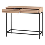 Oak / Walnut Mid-Century Console Table with 2 Drawers