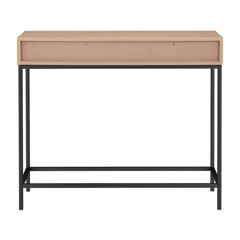 Oak / Walnut Mid-Century Console Table with 2 Drawers