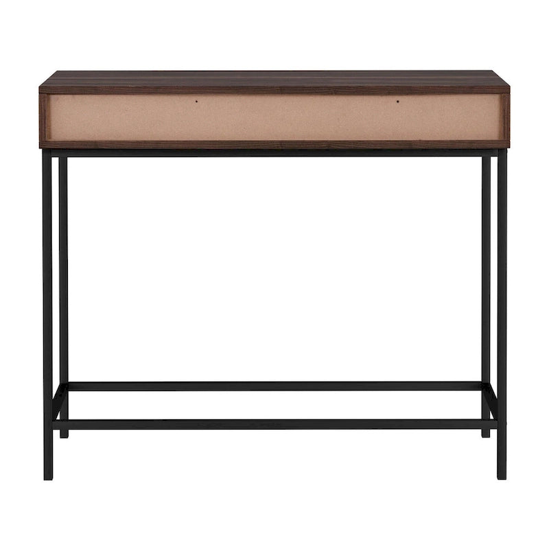 Oak / Walnut Mid-Century Console Table with 2 Drawers