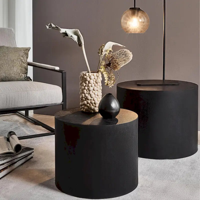 Round Nesting Side Tables, Multi-Color, MDF, Set of 2