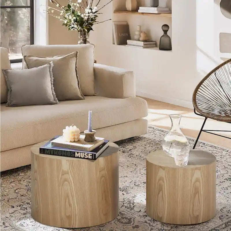 Round Nesting Side Tables, Multi-Color, MDF, Set of 2