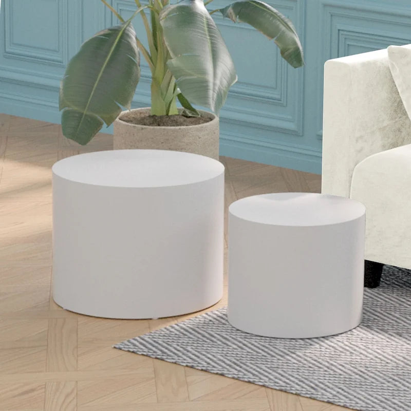 Round Nesting Side Tables, Multi-Color, MDF, Set of 2