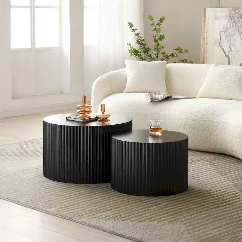 Round Nesting Side Tables, Multi-Color, MDF, Set of 2