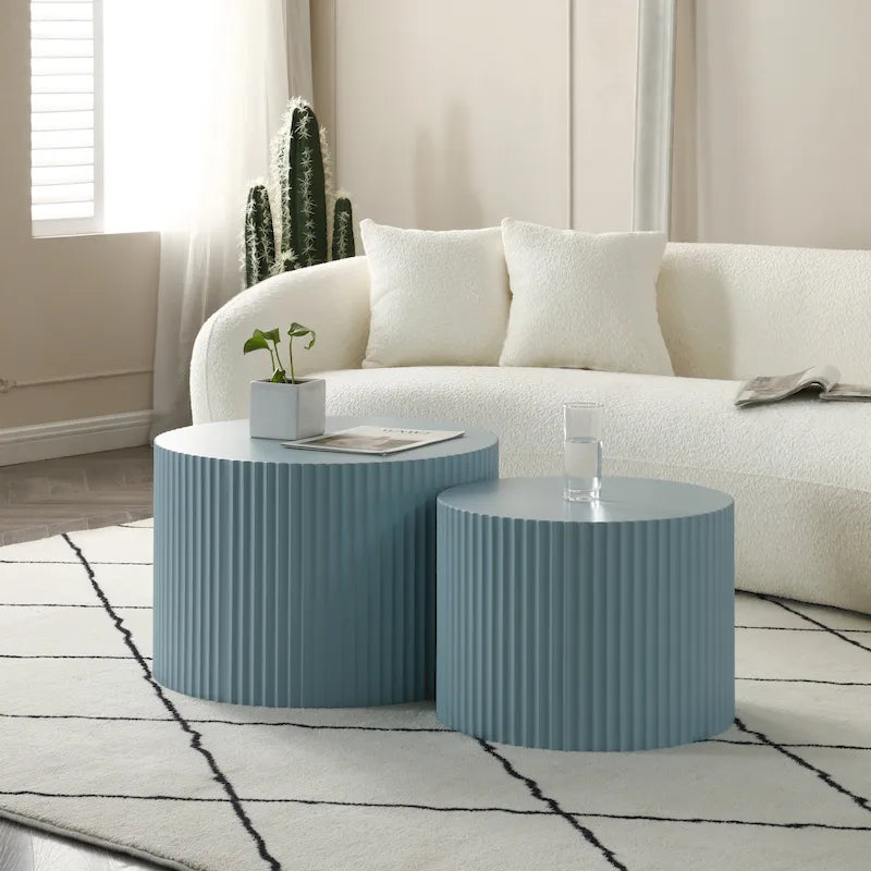 Round Nesting Side Tables, Multi-Color, MDF, Set of 2