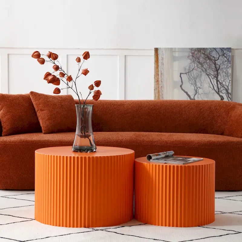 Round Nesting Side Tables, Multi-Color, MDF, Set of 2