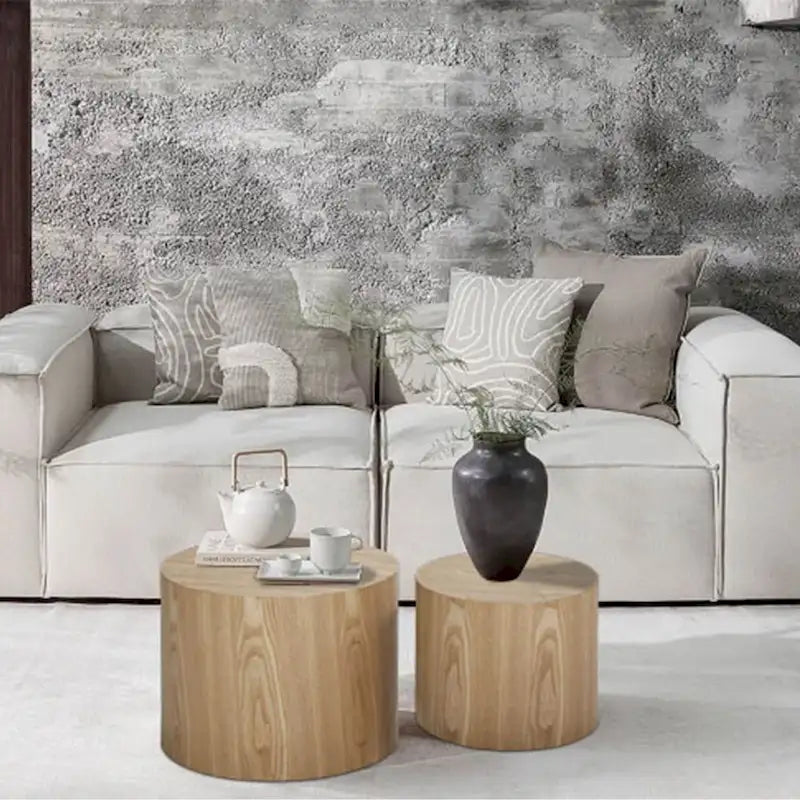 Round Nesting Side Tables, Multi-Color, MDF, Set of 2