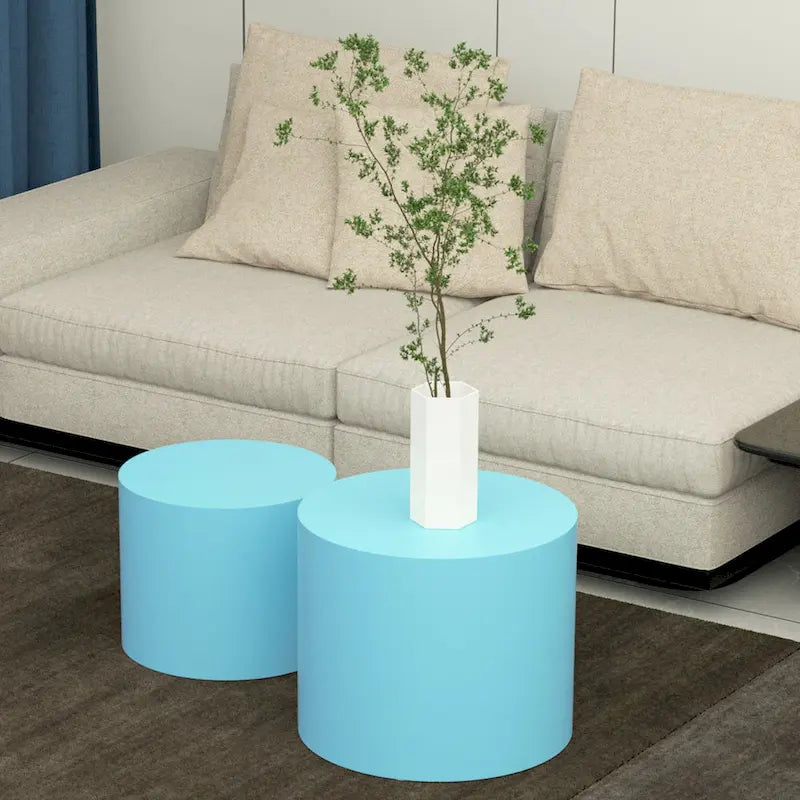Round Nesting Side Tables, Multi-Color, MDF, Set of 2