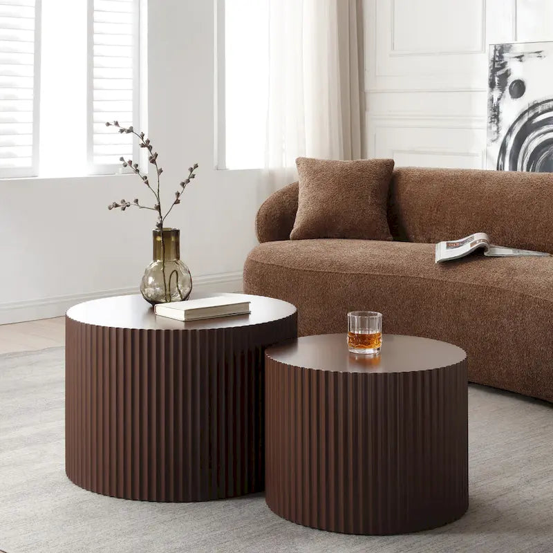 Round Nesting Side Tables, Multi-Color, MDF, Set of 2