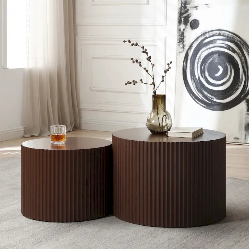 Round Nesting Side Tables, Multi-Color, MDF, Set of 2
