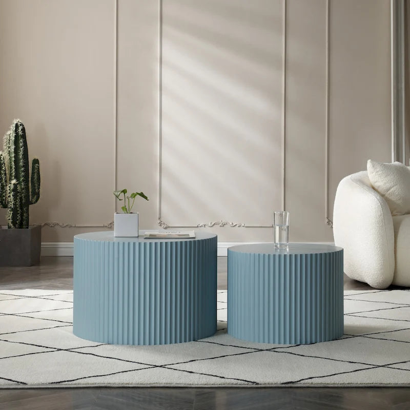 Round Nesting Side Tables, Multi-Color, MDF, Set of 2