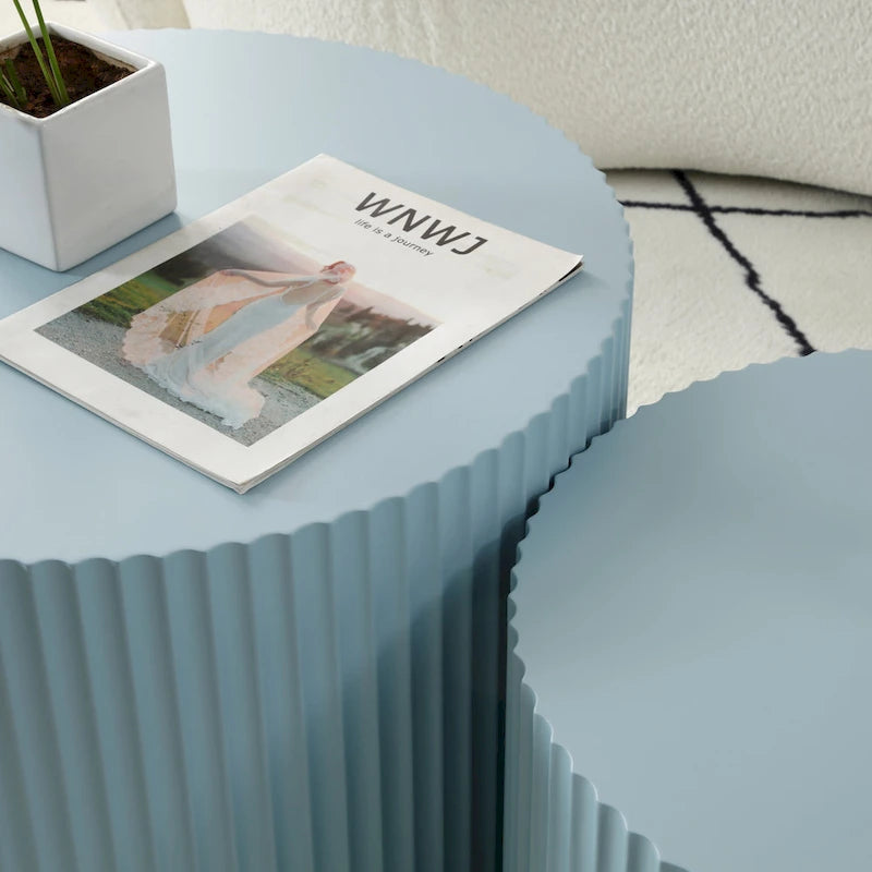 Round Nesting Side Tables, Multi-Color, MDF, Set of 2