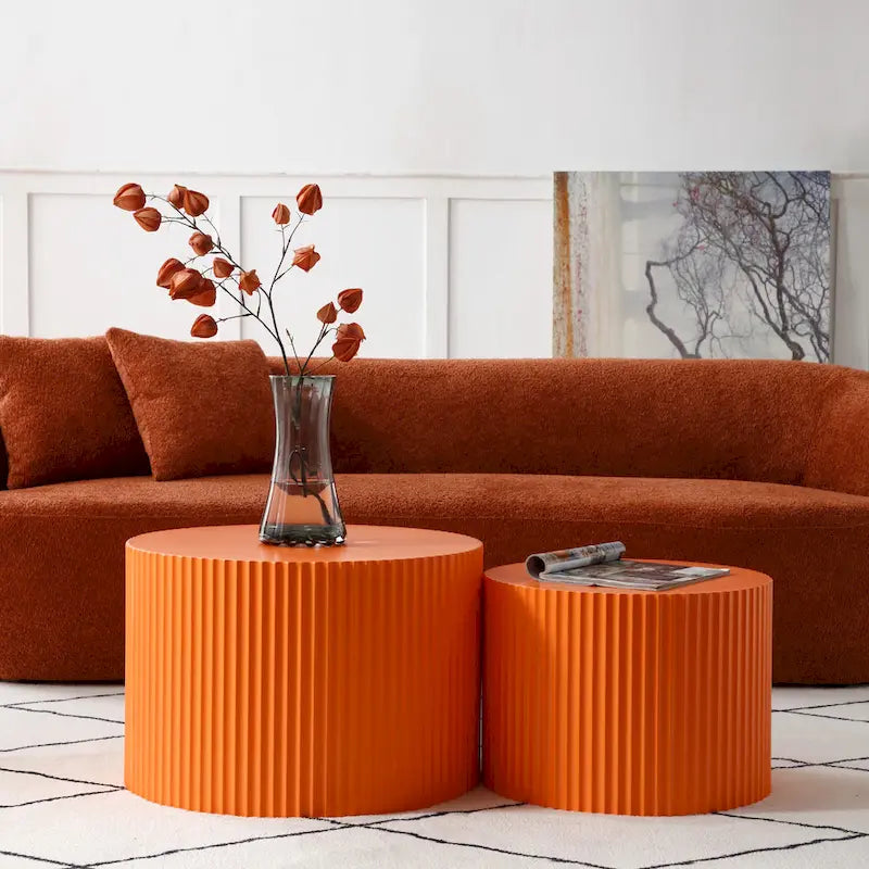 Round Nesting Side Tables, Multi-Color, MDF, Set of 2