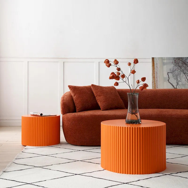 Round Nesting Side Tables, Multi-Color, MDF, Set of 2