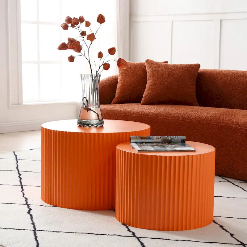 Round Nesting Side Tables, Multi-Color, MDF, Set of 2