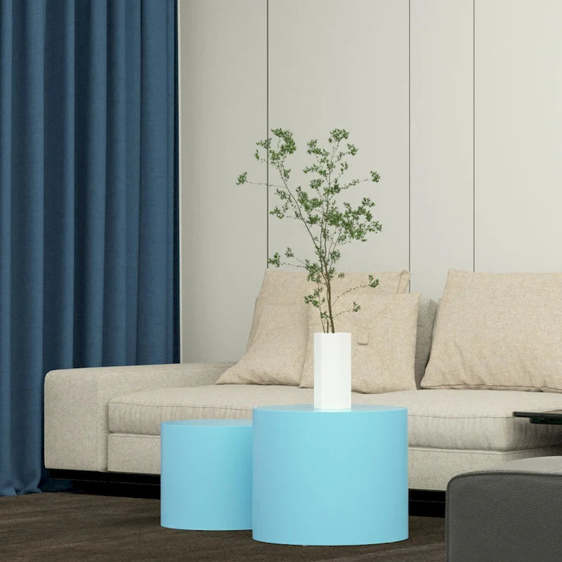 Round Nesting Side Tables, Multi-Color, MDF, Set of 2
