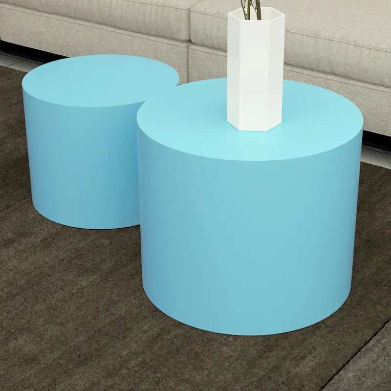 Round Nesting Side Tables, Multi-Color, MDF, Set of 2