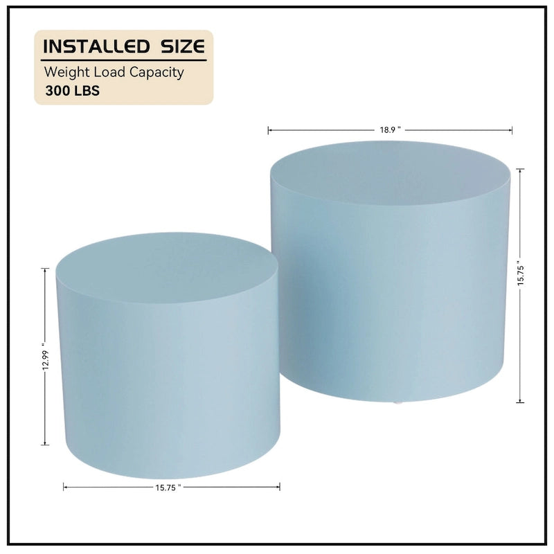 Round Nesting Side Tables, Multi-Color, MDF, Set of 2