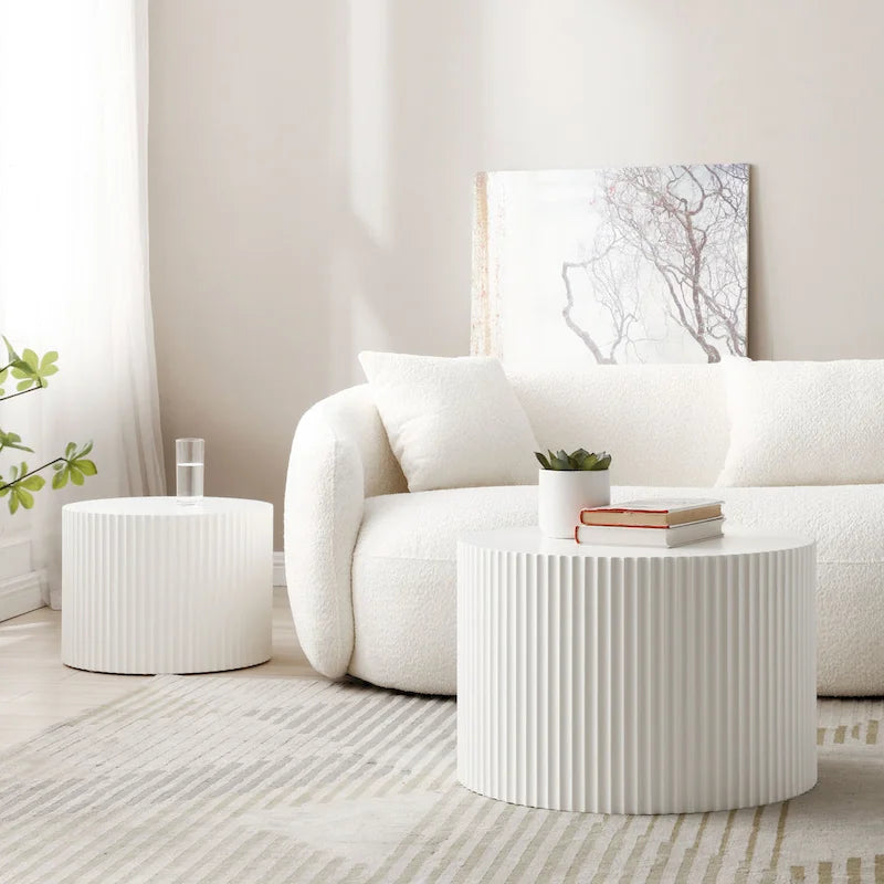 Round Nesting Side Tables, Multi-Color, MDF, Set of 2