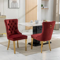 Velvet Dining Chair with Nailhead Trim, Gold-Plated Legs – Set of 2 (Red / Yellow / Beige / Grey / Blue / Black / Green)