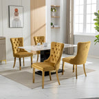 Velvet Dining Chair with Nailhead Trim, Gold-Plated Legs – Set of 2 (Red / Yellow / Beige / Grey / Blue / Black / Green)