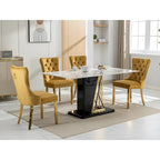 Velvet Dining Chair with Nailhead Trim, Gold-Plated Legs – Set of 2 (Red / Yellow / Beige / Grey / Blue / Black / Green)