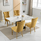 Velvet Dining Chair with Nailhead Trim, Gold-Plated Legs – Set of 2 (Red / Yellow / Beige / Grey / Blue / Black / Green)