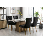Velvet Dining Chair with Nailhead Trim, Gold-Plated Legs – Set of 2 (Red / Yellow / Beige / Grey / Blue / Black / Green)