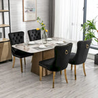 Velvet Dining Chair with Nailhead Trim, Gold-Plated Legs – Set of 2 (Red / Yellow / Beige / Grey / Blue / Black / Green)
