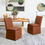 Performance Fabric Dining Side Chair with Casters, Mocha/Indigo/Light Grey/Ivory/Black/White, Set of 2