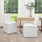 Performance Fabric Dining Side Chair with Casters, Mocha/Indigo/Light Grey/Ivory/Black/White, Set of 2