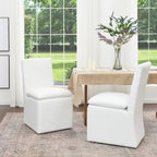 Performance Fabric Dining Side Chair with Casters, Mocha/Indigo/Light Grey/Ivory/Black/White, Set of 2