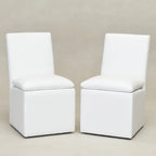 Performance Fabric Dining Side Chair with Casters, Mocha/Indigo/Light Grey/Ivory/Black/White, Set of 2