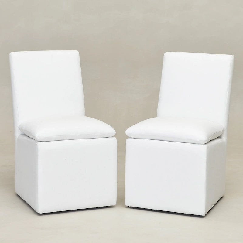 Performance Fabric Dining Side Chair with Casters, Mocha/Indigo/Light Grey/Ivory/Black/White, Set of 2