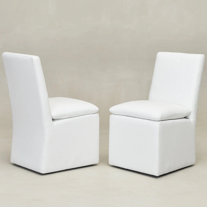 Performance Fabric Dining Side Chair with Casters, Mocha/Indigo/Light Grey/Ivory/Black/White, Set of 2
