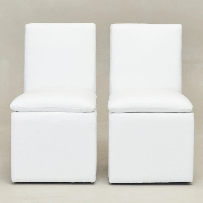 Performance Fabric Dining Side Chair with Casters, Mocha/Indigo/Light Grey/Ivory/Black/White, Set of 2