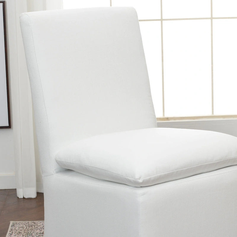 Performance Fabric Dining Side Chair with Casters, Mocha/Indigo/Light Grey/Ivory/Black/White, Set of 2