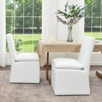 Performance Fabric Dining Side Chair with Casters, Mocha/Indigo/Light Grey/Ivory/Black/White, Set of 2