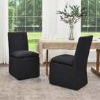 Performance Fabric Dining Side Chair with Casters, Mocha/Indigo/Light Grey/Ivory/Black/White, Set of 2