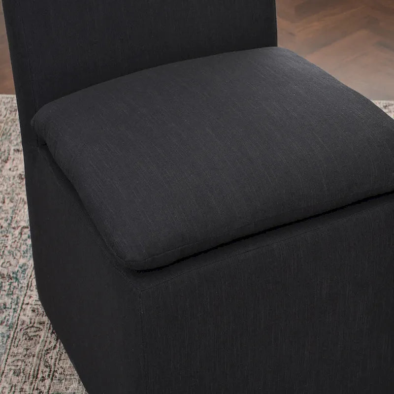 Performance Fabric Dining Side Chair with Casters, Mocha/Indigo/Light Grey/Ivory/Black/White, Set of 2