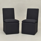 Performance Fabric Dining Side Chair with Casters, Mocha/Indigo/Light Grey/Ivory/Black/White, Set of 2