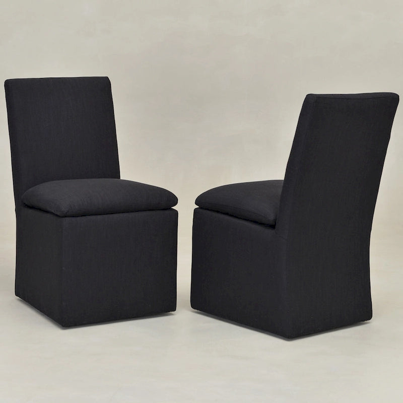 Performance Fabric Dining Side Chair with Casters, Mocha/Indigo/Light Grey/Ivory/Black/White, Set of 2