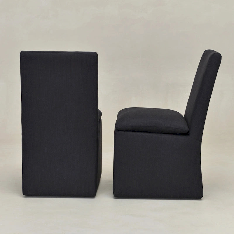 Performance Fabric Dining Side Chair with Casters, Mocha/Indigo/Light Grey/Ivory/Black/White, Set of 2