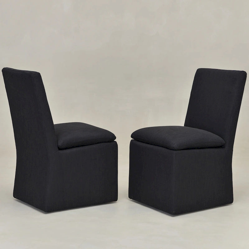 Performance Fabric Dining Side Chair with Casters, Mocha/Indigo/Light Grey/Ivory/Black/White, Set of 2