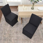 Performance Fabric Dining Side Chair with Casters, Mocha/Indigo/Light Grey/Ivory/Black/White, Set of 2