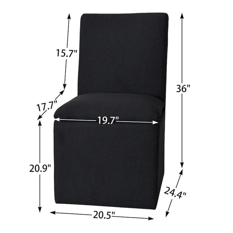 Performance Fabric Dining Side Chair with Casters, Mocha/Indigo/Light Grey/Ivory/Black/White, Set of 2